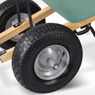 an image showing Brentwood's construction strength wheelbarrow's wheels