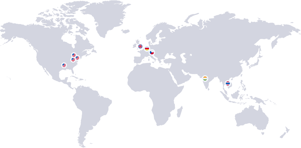 A graphic showing where Brentwood's global facilities are located.